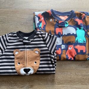✝️ Carter's | Bundle • Cute Bear Print Onesie Fleece Jammies • 3T/4T